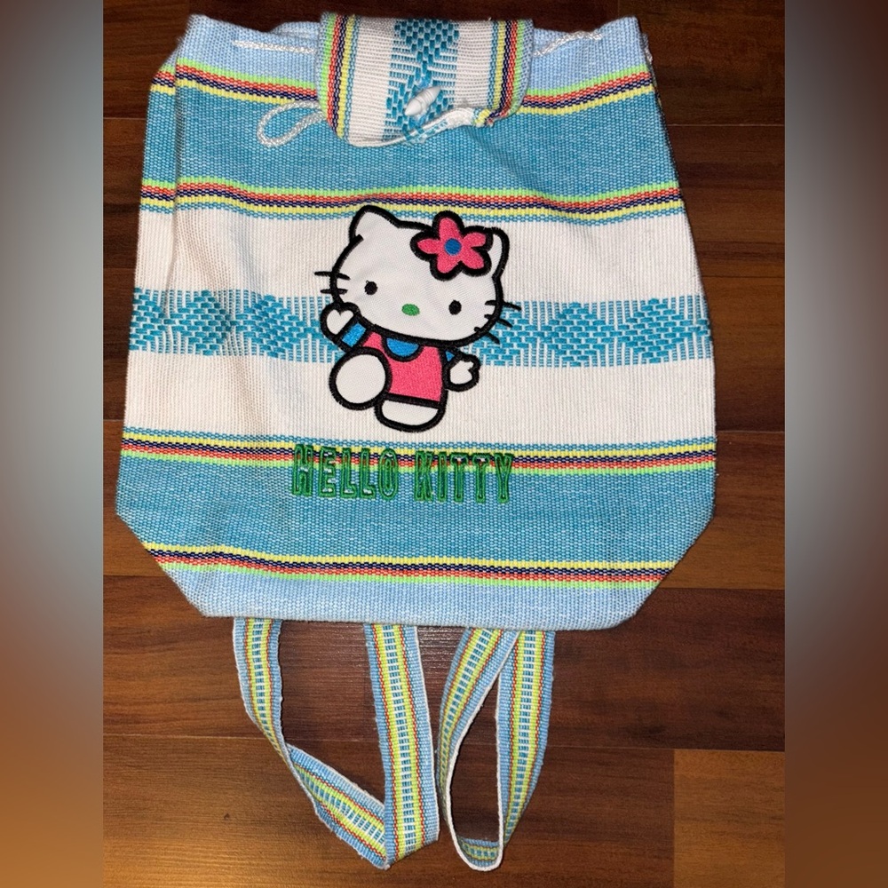 Hello Kitty Blue and White Striped Back pack